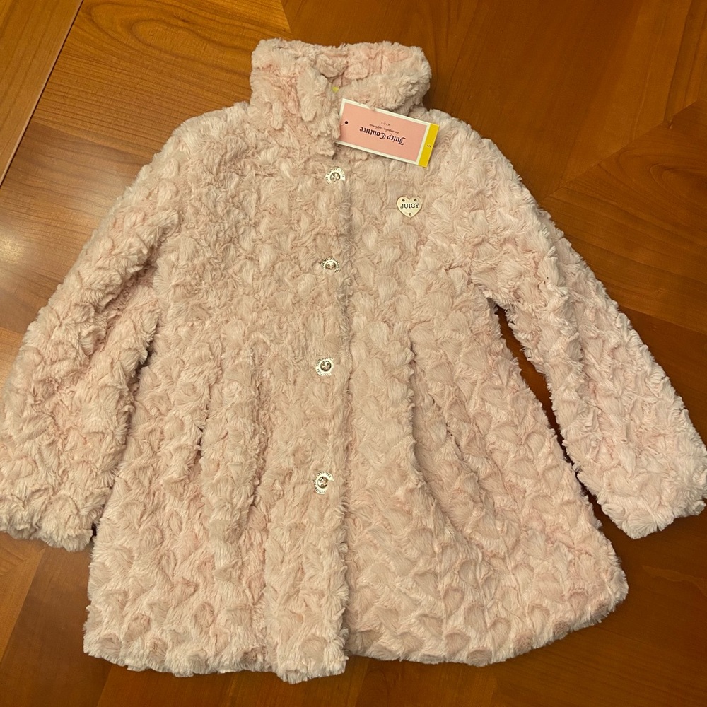 Girls Juicy Couture pink faux fur jacket size 5 NWT